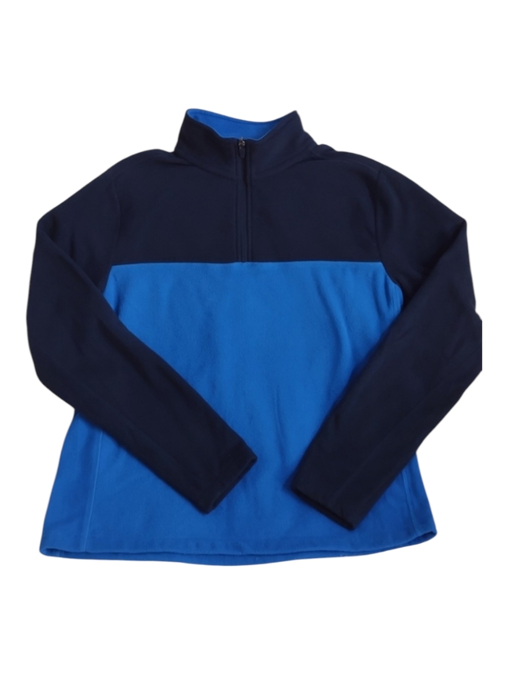 Lands’ End Sweatshirt Pullover Medium Blue Black Fleece Quarter Zip